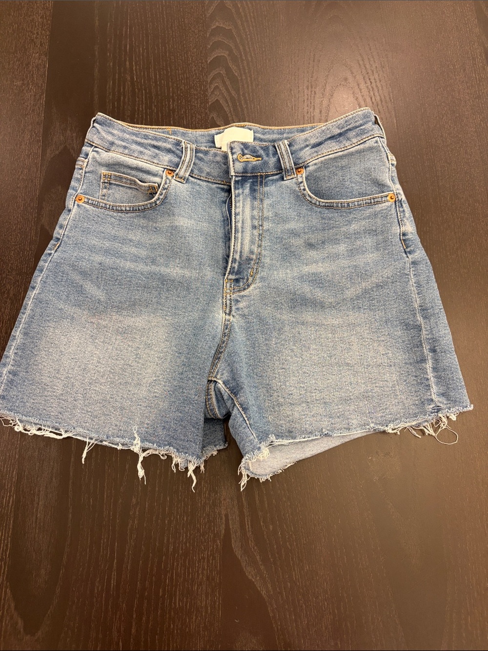Classic Light Blue Denim High-Rise Womens Shorts